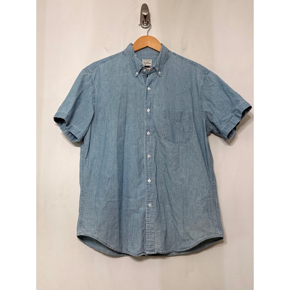 J.Crew Mens Light Blue Chambray Short Sleeve Button Down Shirt 68476 Size L - Picture 2 of 7